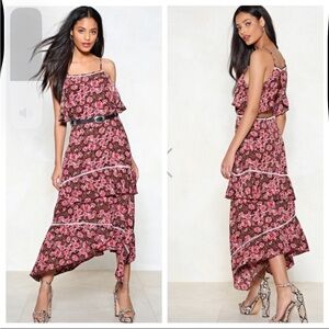 Nasty Gal Pink Floral High Low Dress size us4